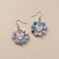 Unicorn Beaded Crystal Heart Dangle Earrings *SAMPLE*