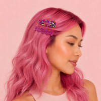 Confetti & Zig Zag Disco Hair Clips - Pink