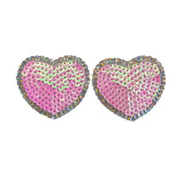 Tit Sticks (Nipple Covers) - Baby Pink Sequin Hearts