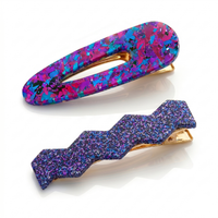 Confetti & Zig Zag Disco Hair Clips - Purple