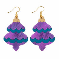Bauble Dangle Earrings - Purple & Teal