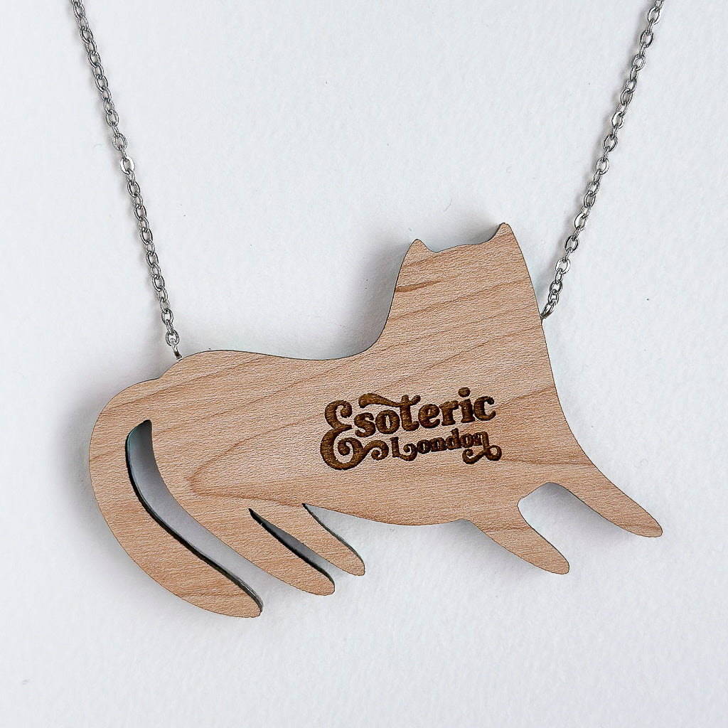 Recycled Acrylic Smug Cat Necklace - Mardi Gras