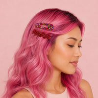 Confetti & Zig Zag Disco Hair Clips - Red