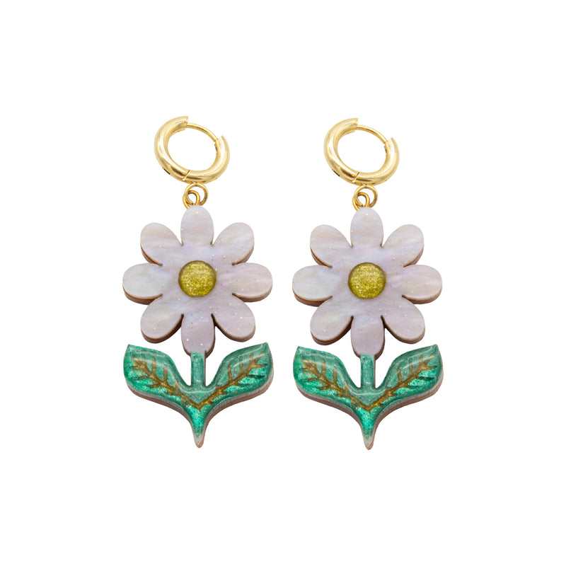 Retro Daisy Dangle Earrings - Sky Blue by Esoteric Dreamland