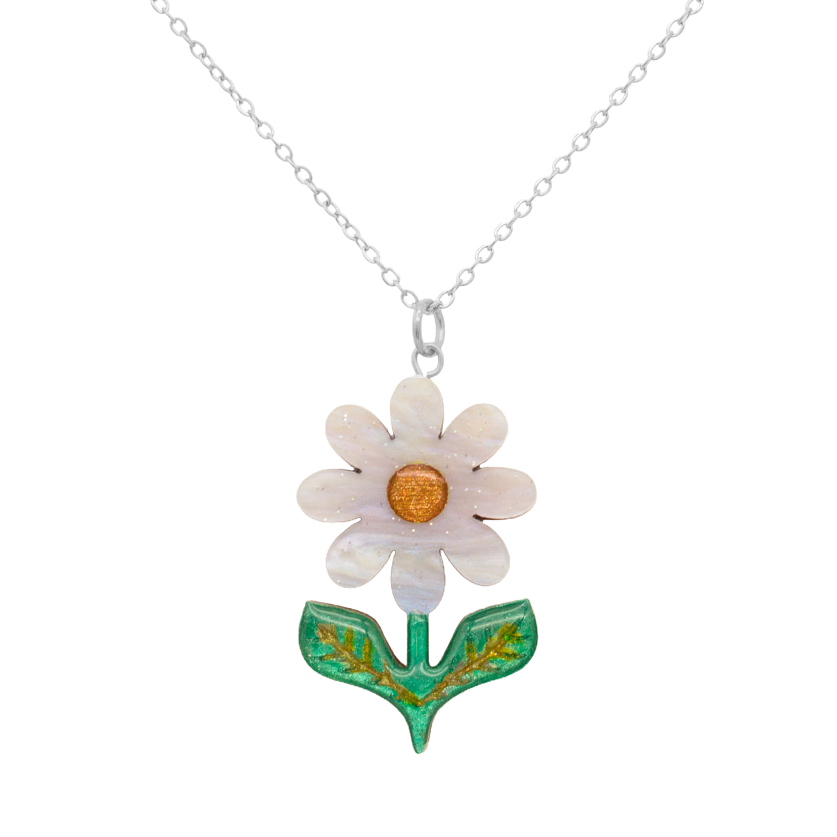 Retro Daisy Pendant - Moonlight White