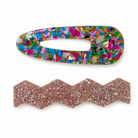 Confetti & Zig Zag Disco Hair Clips - Rose Gold & Rainbow