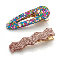 Confetti & Zig Zag Disco Hair Clips - Rose Gold & Rainbow