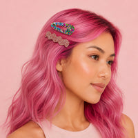 Confetti & Zig Zag Disco Hair Clips - Rose Gold & Rainbow