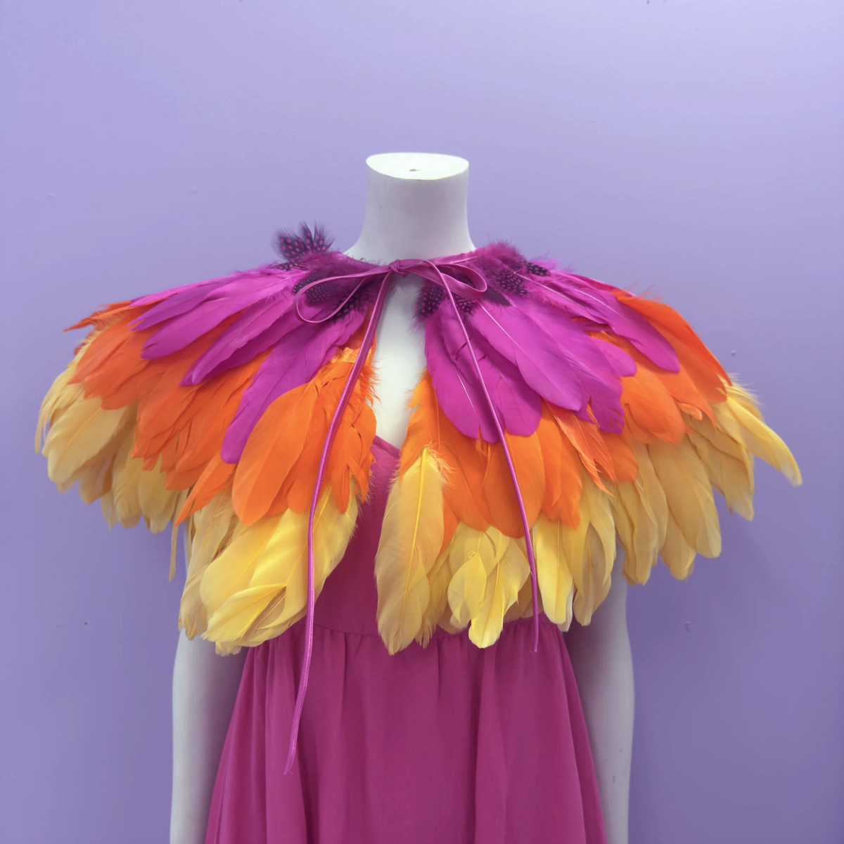 Pink/ Yellow Feather Cape *SAMPLE*