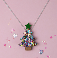 Colour Pop Confetti Christmas Tree Necklace - Rainbow *SAMPLE*