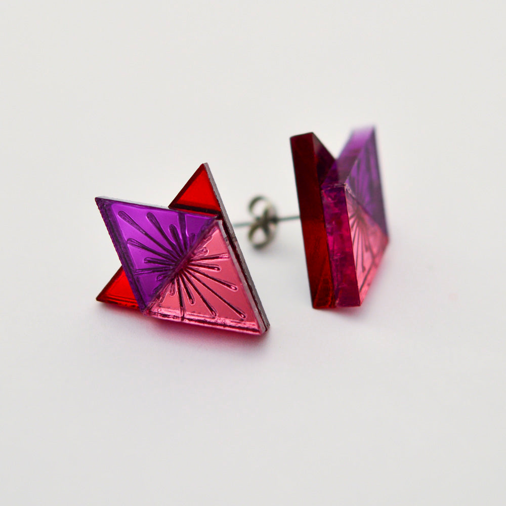 Sunburst Large Geometric Stud Earrings