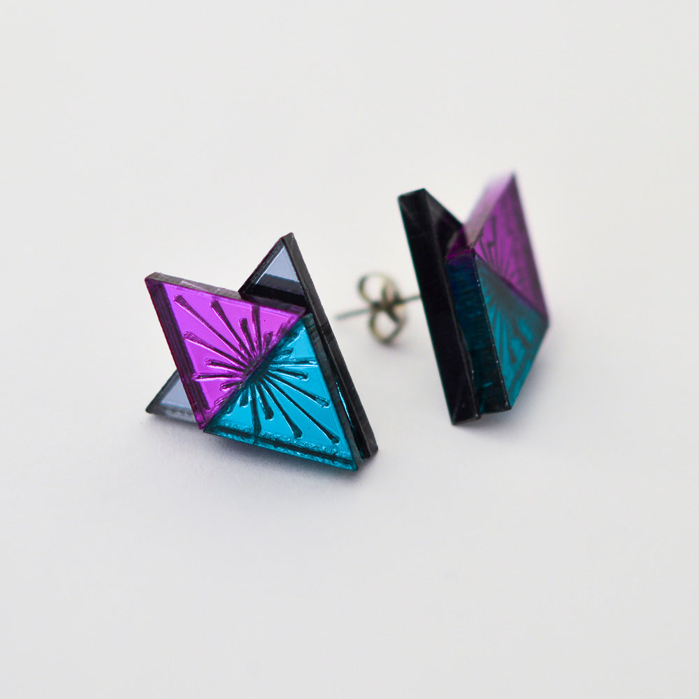 Sunburst Large Geometric Stud Earrings