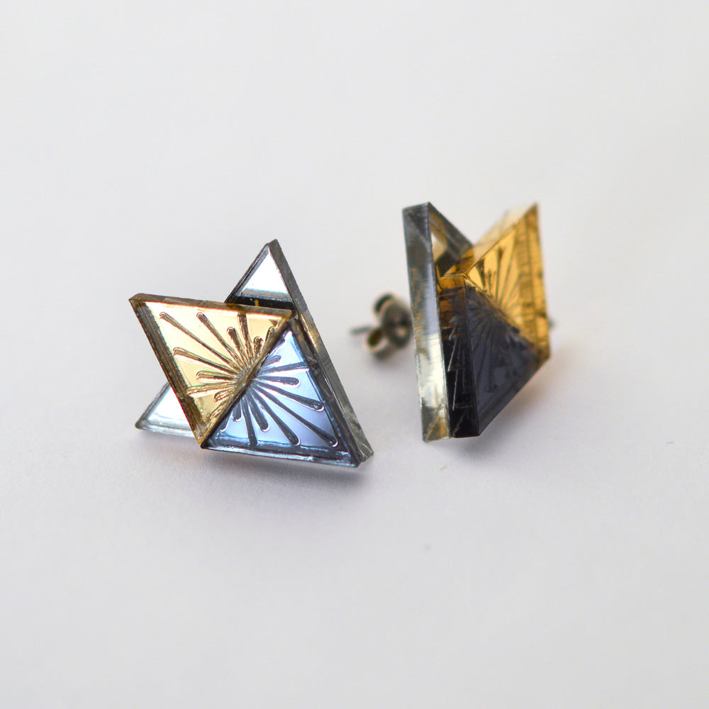 Sunburst Large Geometric Stud Earrings