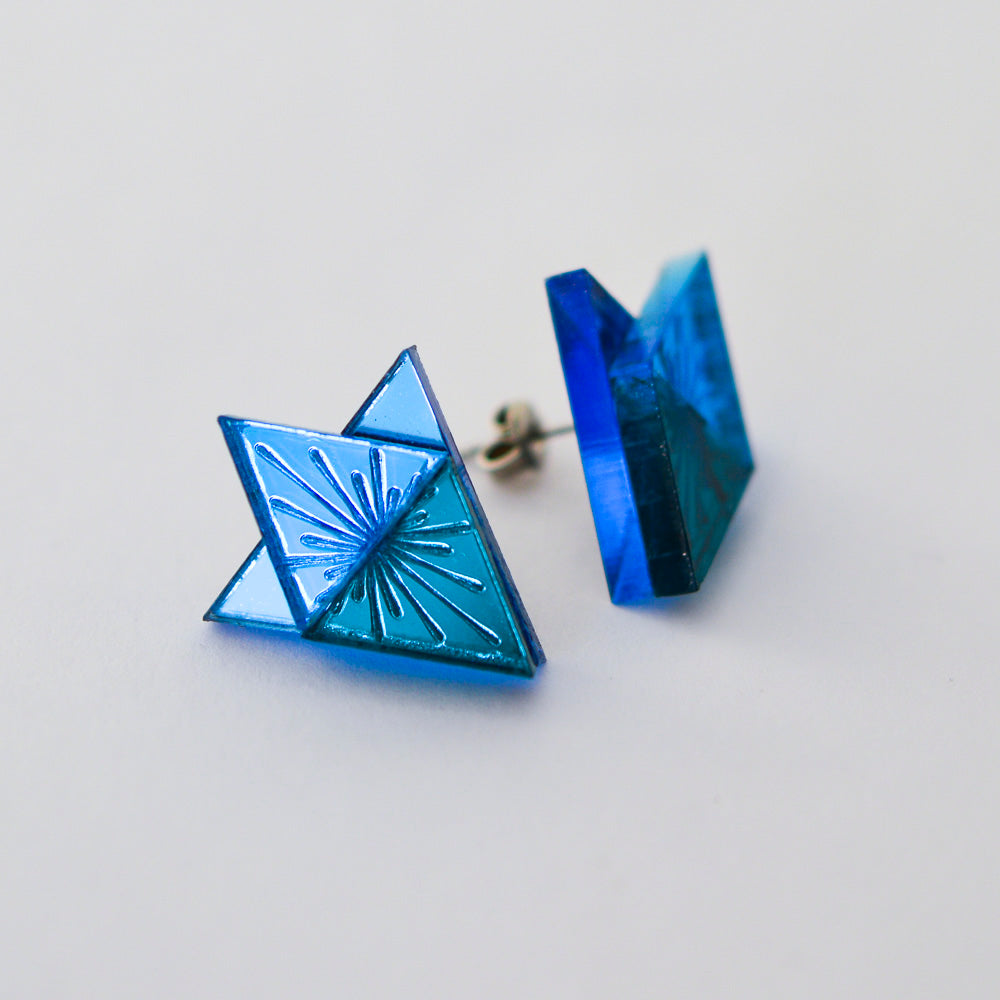 Sunburst Large Geometric Stud Earrings