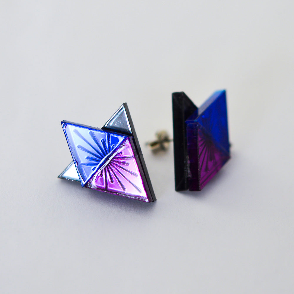 Sunburst Large Geometric Stud Earrings