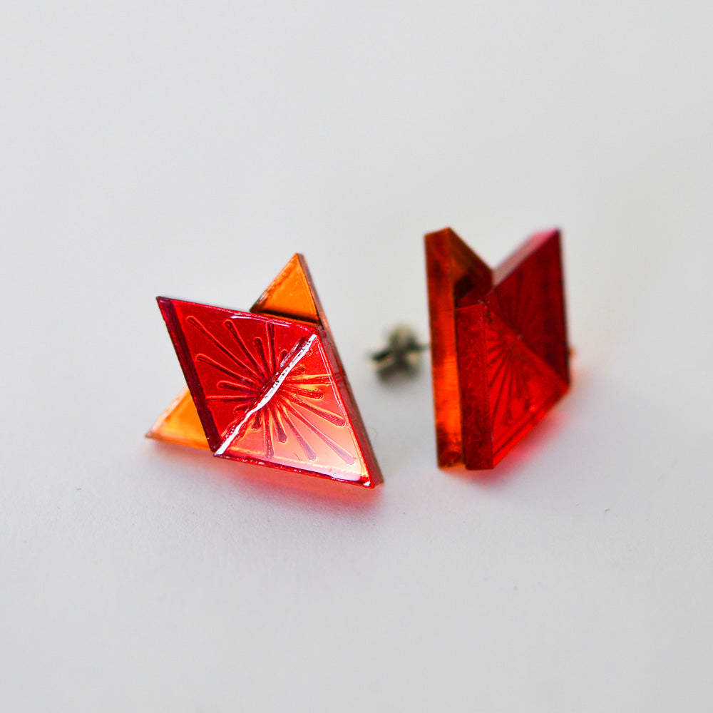 Sunburst Large Geometric Stud Earrings