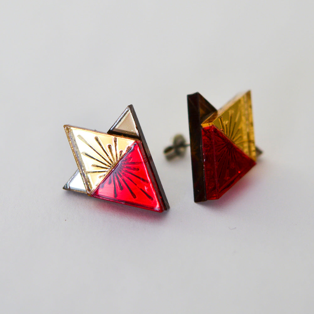 Sunburst Large Geometric Stud Earrings