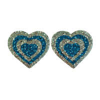 Tit Sticks (Nipple Covers) - Blue Sequin Spiral Hearts