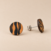 Wild Brown & Orange Tiger Print Stud Earrings