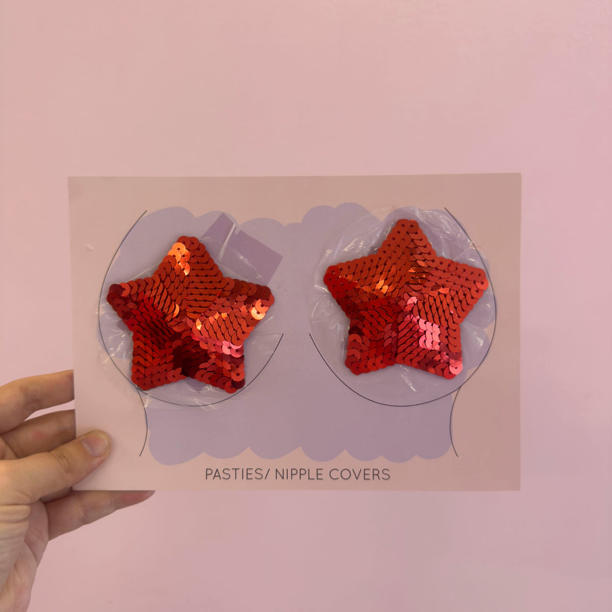 Tit Sticks (Nipple Covers) - Red Sequin Star