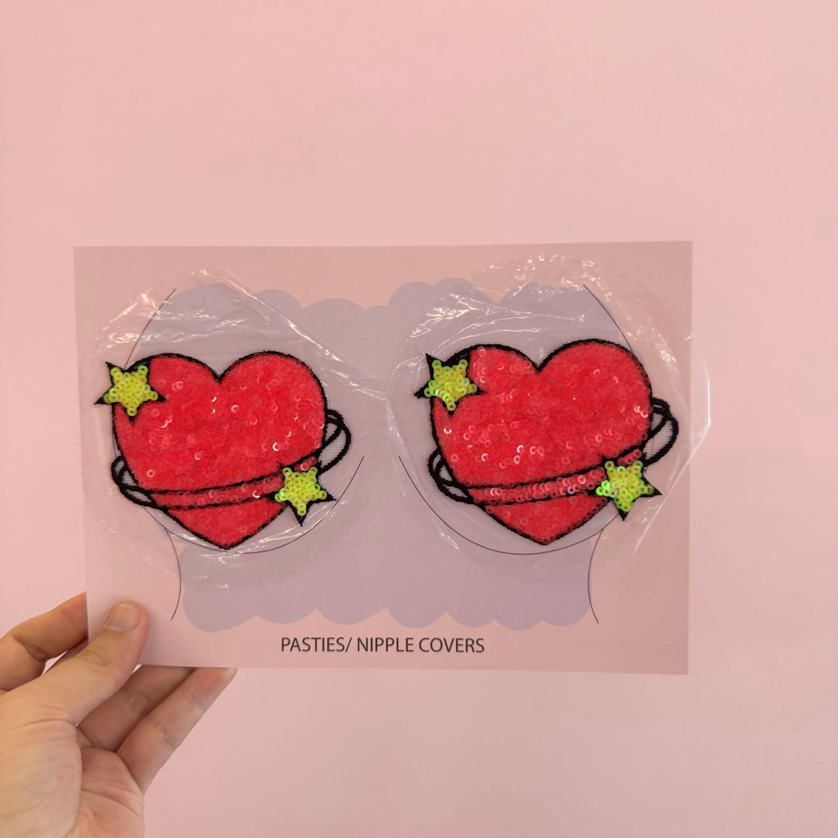 Tit Sticks (Nipple Covers) - Sequin Heart and Stars