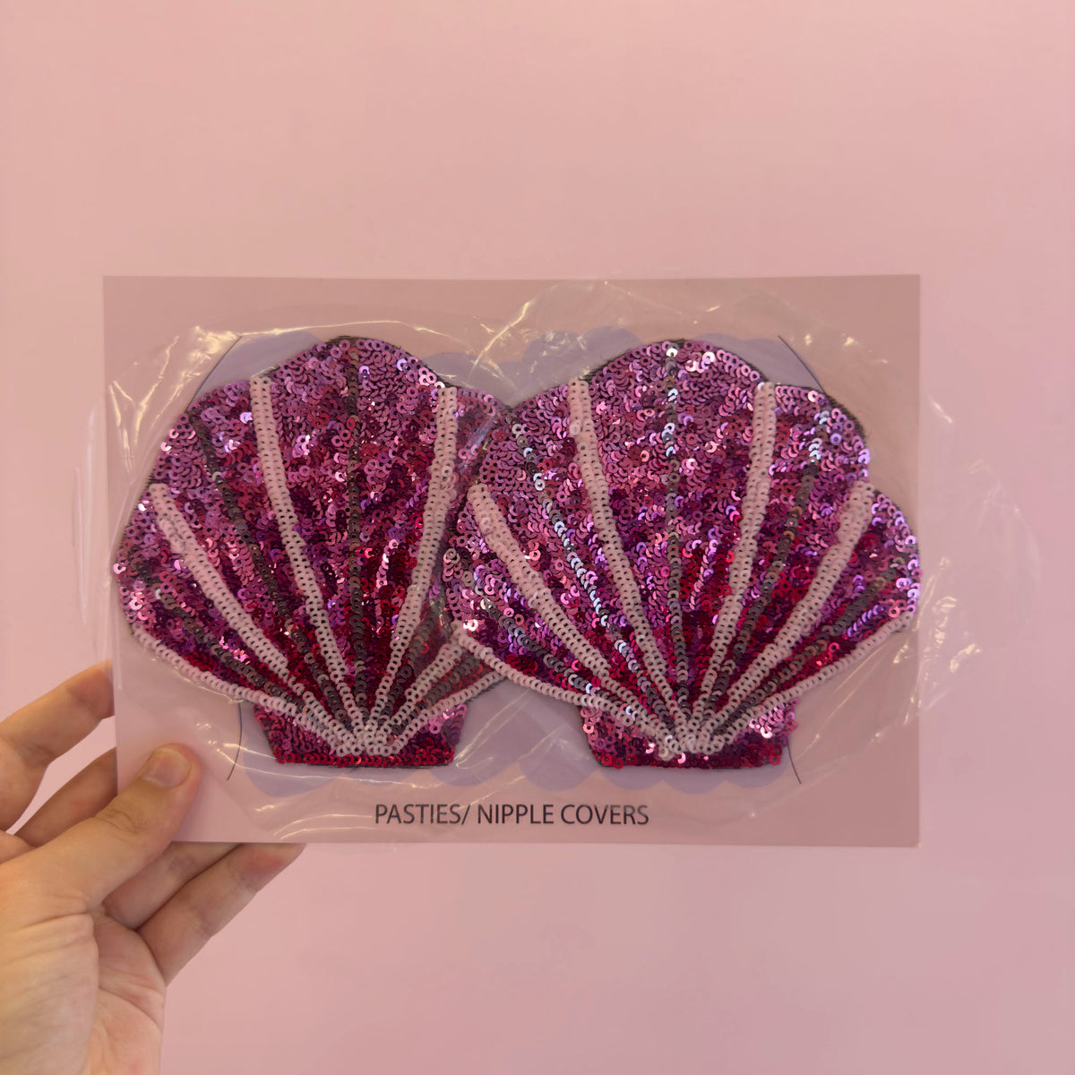 Tit Sticks (Nipple Covers) - Pink Sequin Shell