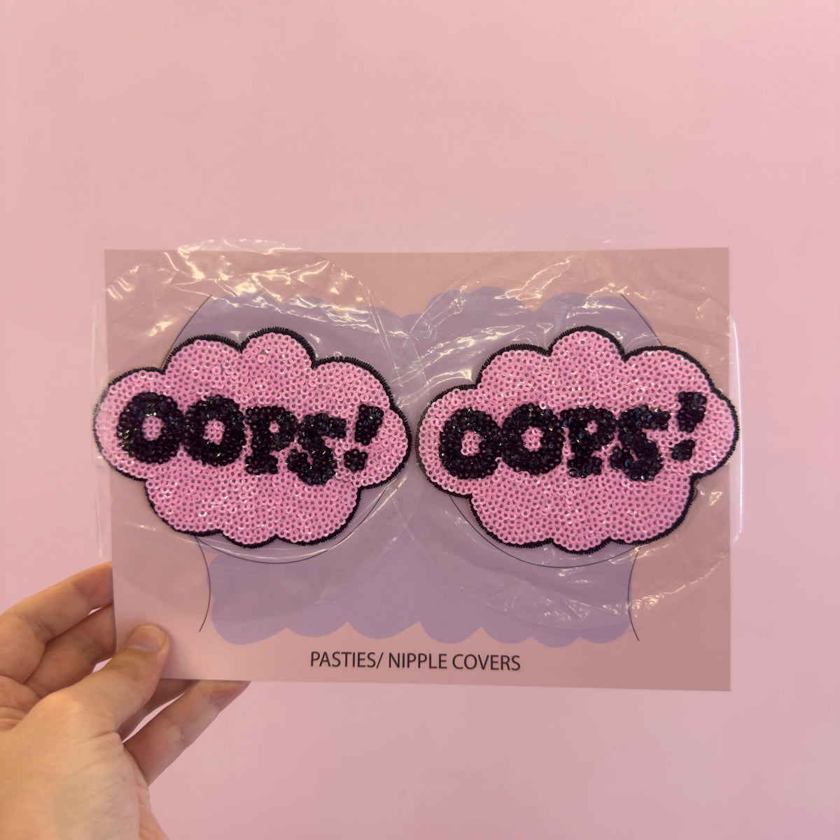 Tit Sticks (Nipple Covers) - Pink Sequin 'Oops!'
