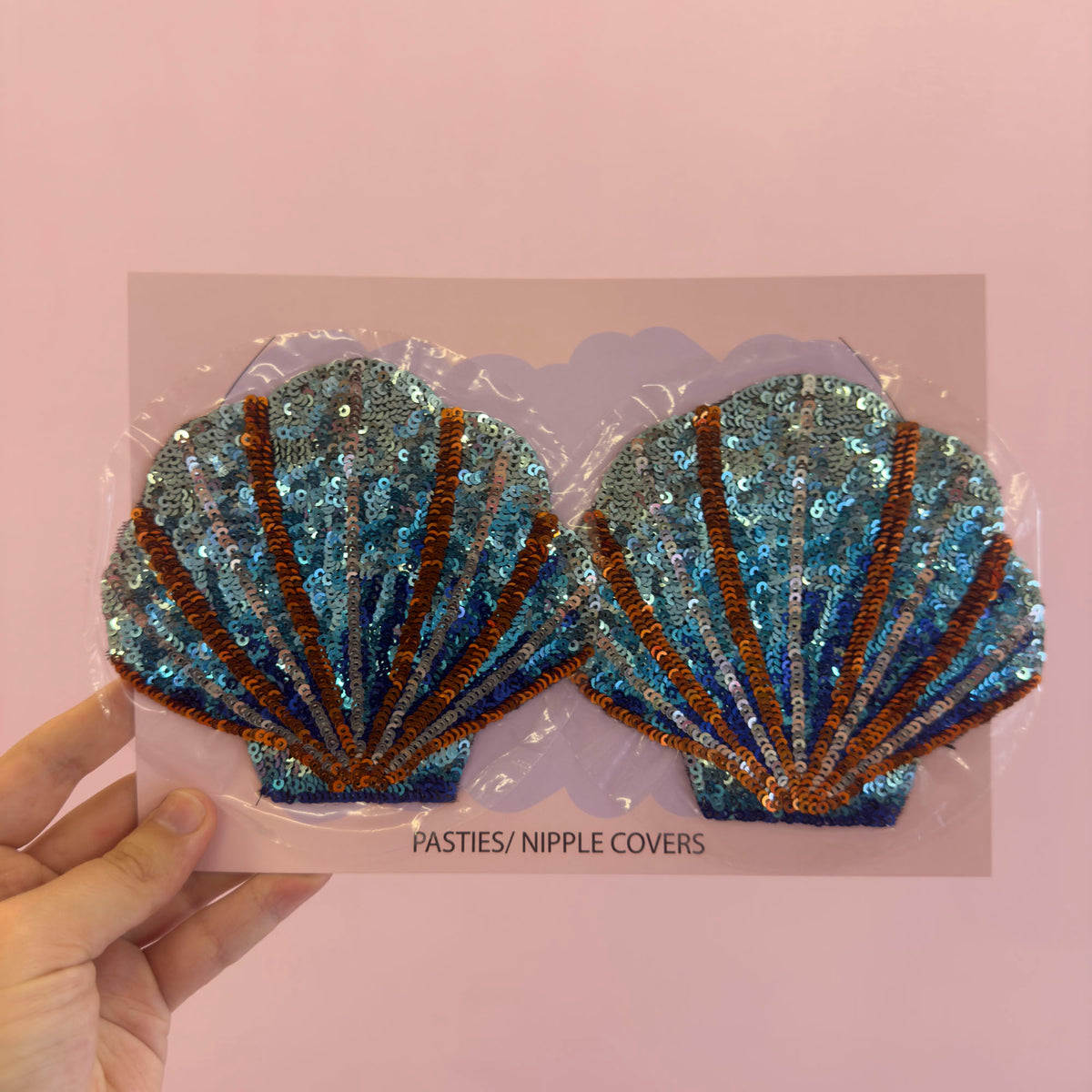 Tit Sticks (Nipple Covers) - Blue Sequin Shell
