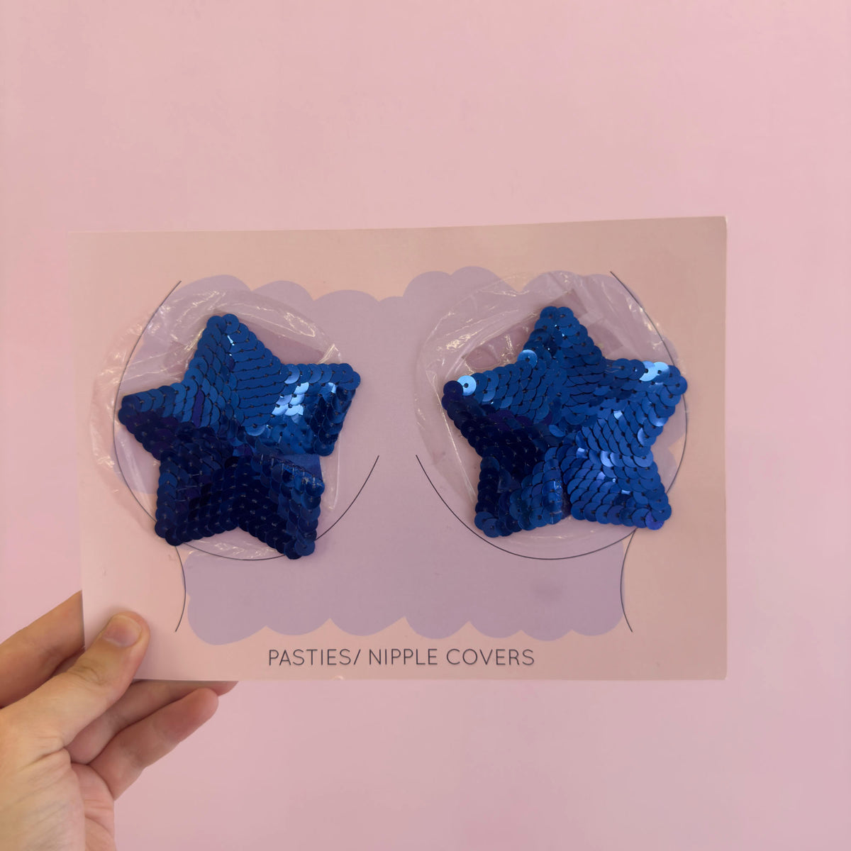 Tit Sticks (Nipple Covers) - Blue Sequin Star, view 2
