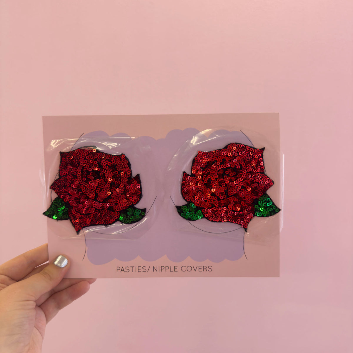Tit Sticks (Nipple Covers) - Red Sequin Rose