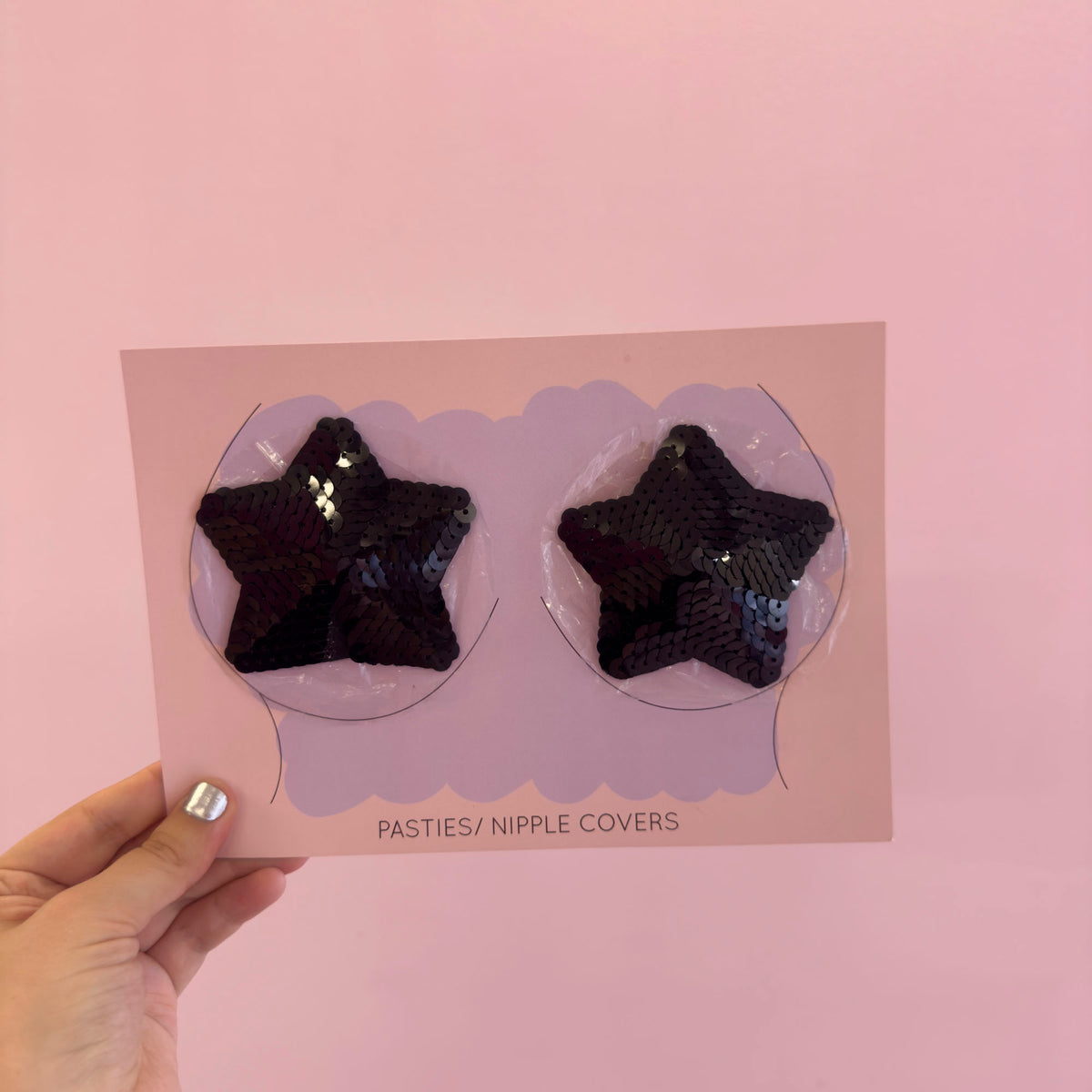 Tit Sticks (Nipple Covers) - Black Sequin Star