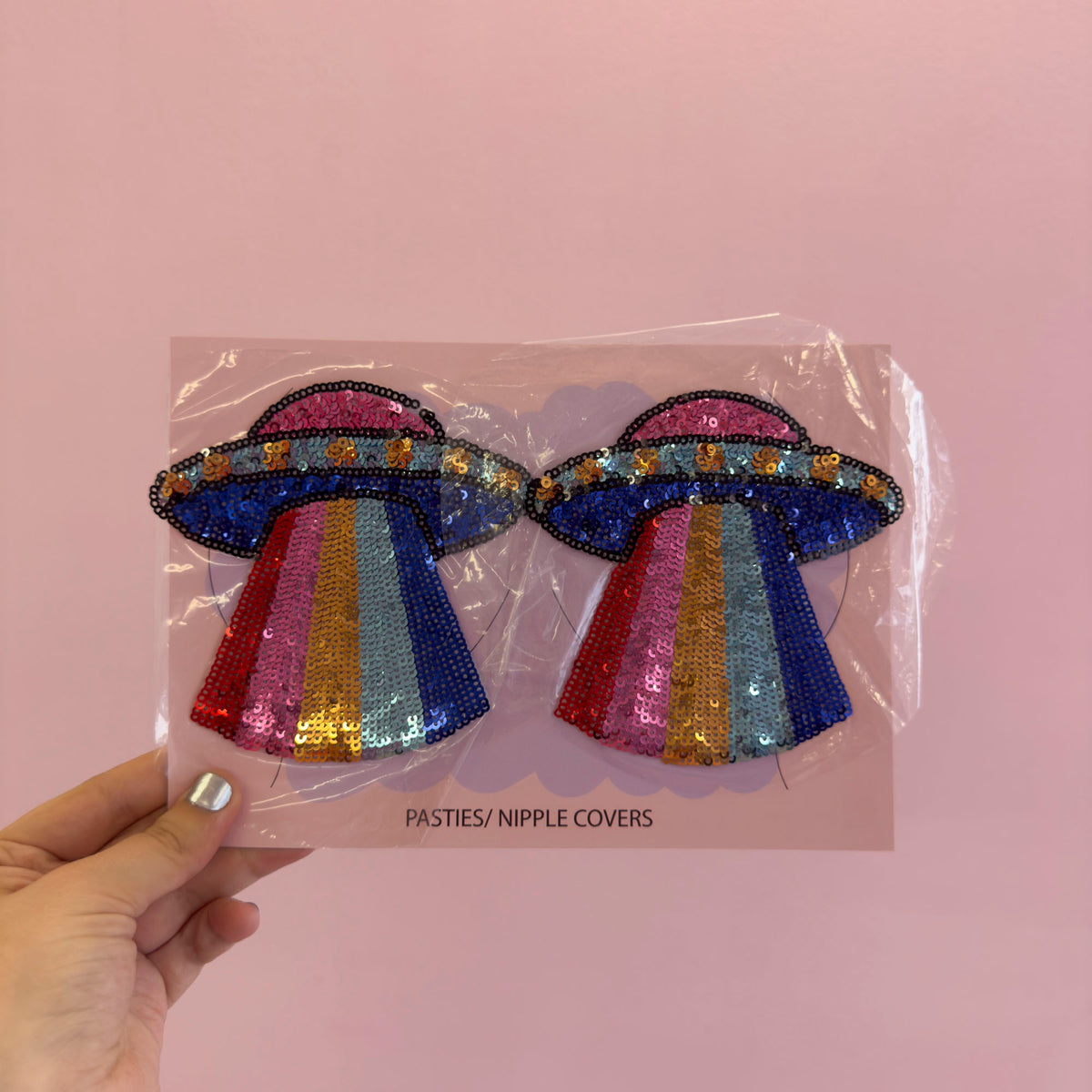 Tit Sticks (Nipple Covers) - Rainbow Sequin UFO
