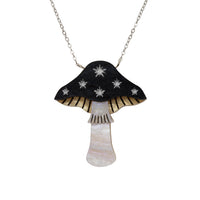 Toadstool Necklace - Black & Silver by Esoteric Dreamland