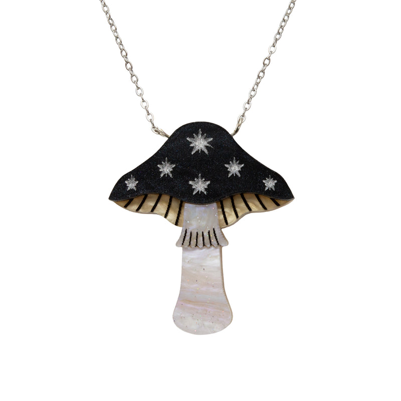 Toadstool Necklace - Black & Silver by Esoteric Dreamland