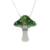 Toadstool Necklace - Green & Silver by Esoteric Dreamland