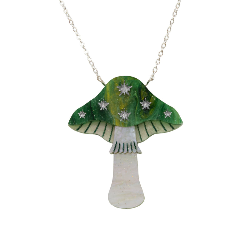 Toadstool Necklace - Green & Silver by Esoteric Dreamland