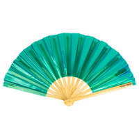 Iridescent Giant Hand Fan With Natural Bamboo Handle - Turquoise