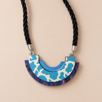 Wild Blue Cow Print Statement Bib Necklace
