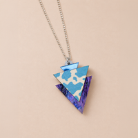 Wild Blue Cow Print Triangle Pendant Necklace