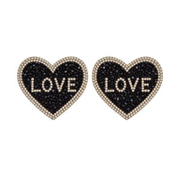 Tit Sticks (Nipple Covers) - Black/ Silver 'Love' Hearts
