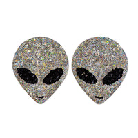 Tit Sticks (Nipple Covers) - Silver Sequin Aliens
