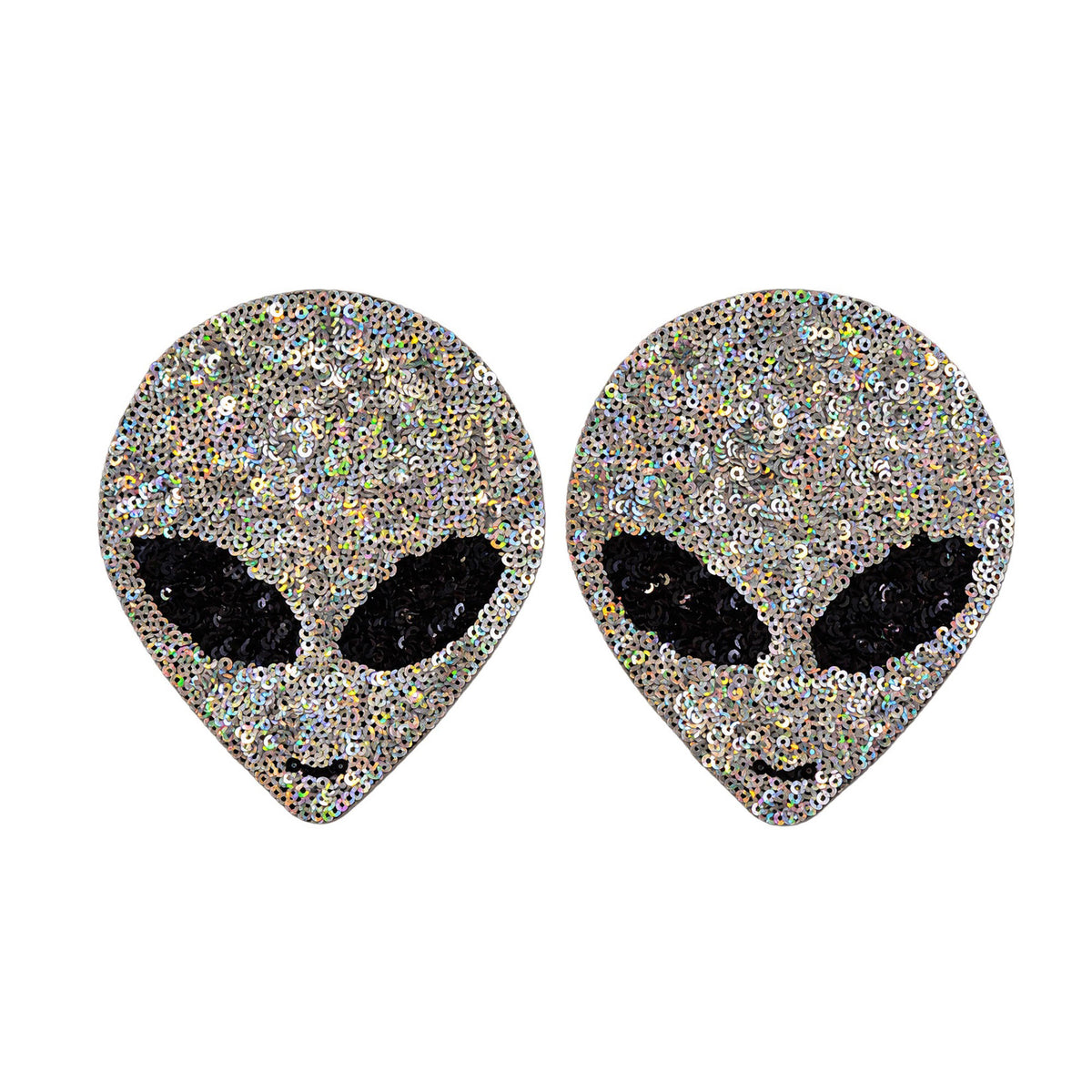 Tit Sticks (Nipple Covers) - Silver Sequin Aliens