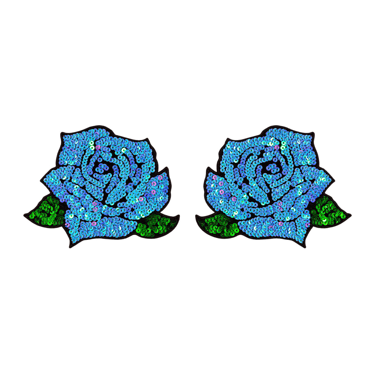 Tit Sticks (Nipple Covers) - Blue Sequin Rose