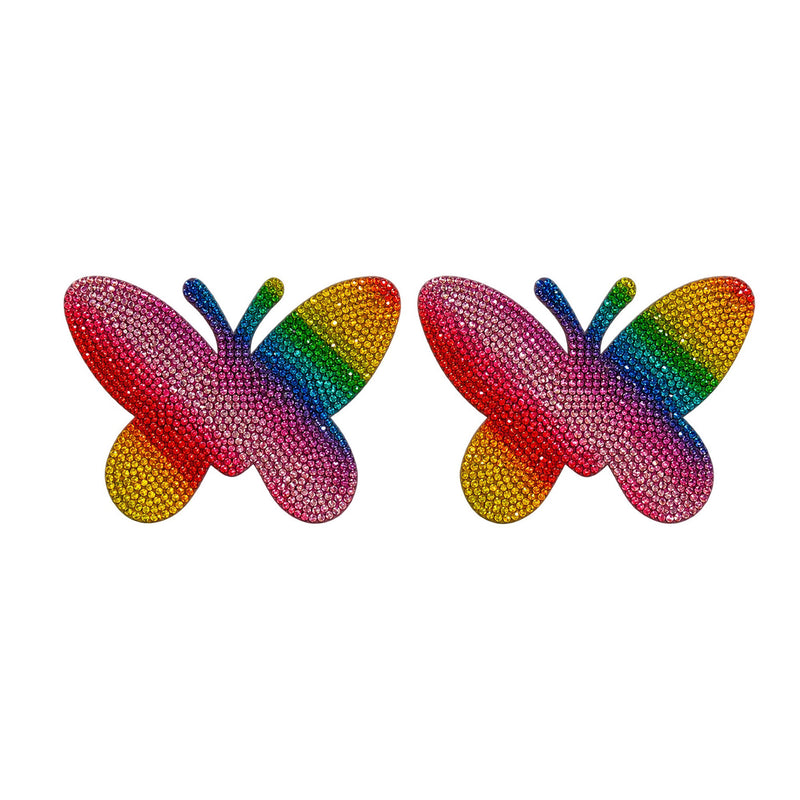 Tit Sticks (Nipple Covers) - Rainbow Diamanté Butterflies by Esoteric Dreamland