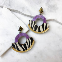 Wild Animal Print Round Statement Fan Earrings