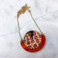 Wild Animal Print Round Pendant Necklace *REDUCED/ SLIGHT SECONDS*