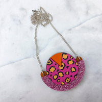 Wild Animal Print Round Pendant Necklace *REDUCED/ SLIGHT SECONDS*