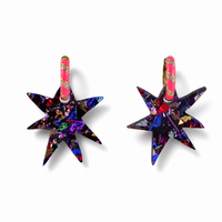 Wonky Star Confetti dangle hoop earrings