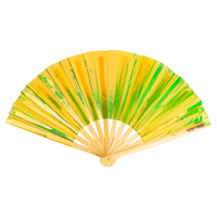 Iridescent Giant Hand Fan With Natural Bamboo Handle - Yellow