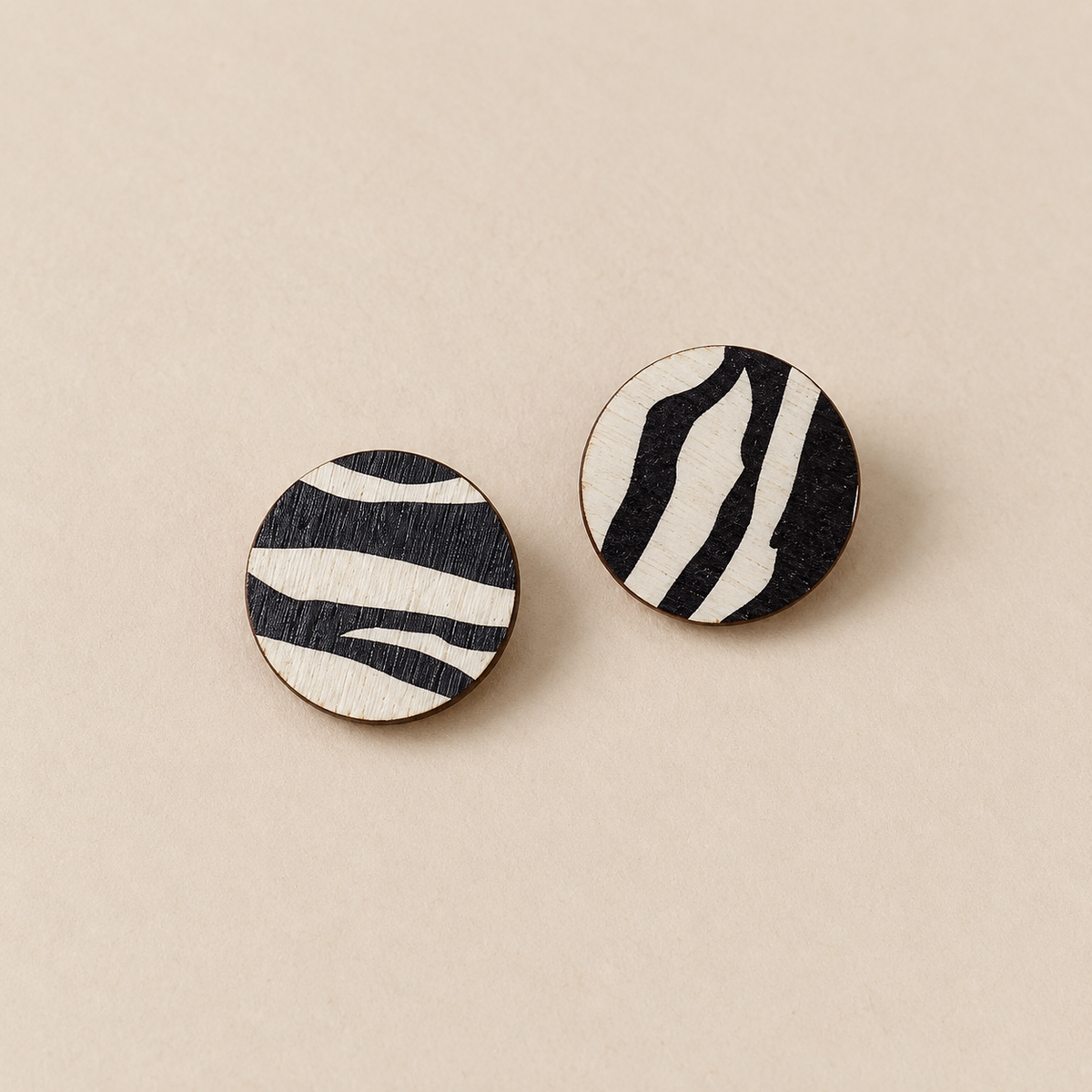 Wild Black & White Zebra Print Stud Earrings